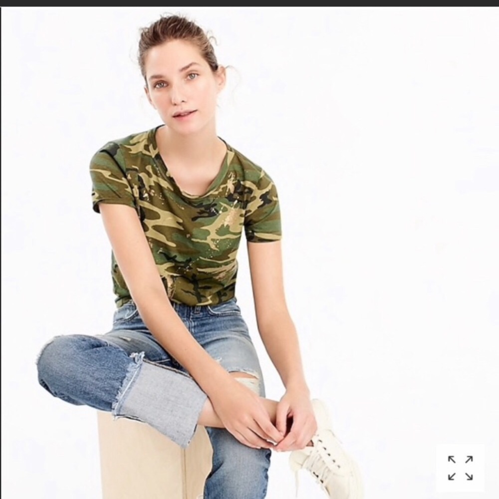 J Crew Metallic Gold Camo Tee